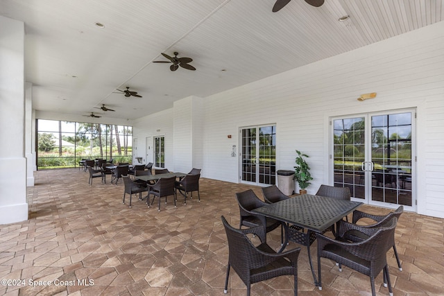 view of patio with ceiling fan