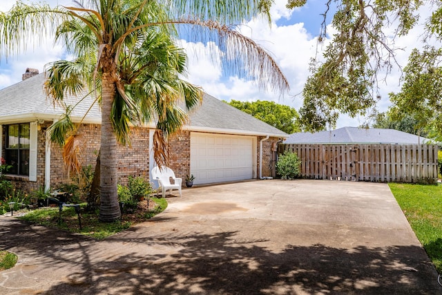 exterior space with a garage