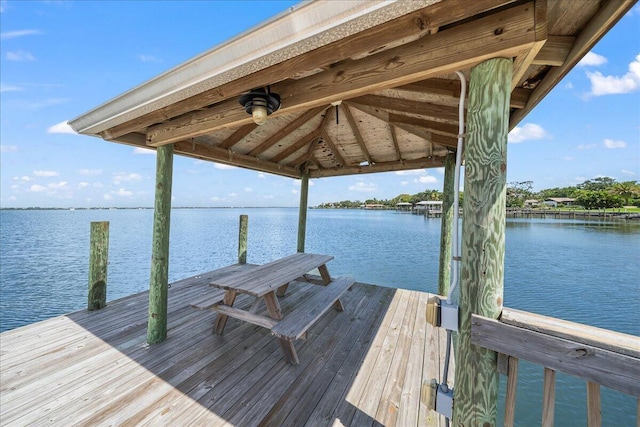 view of dock featuring a water view