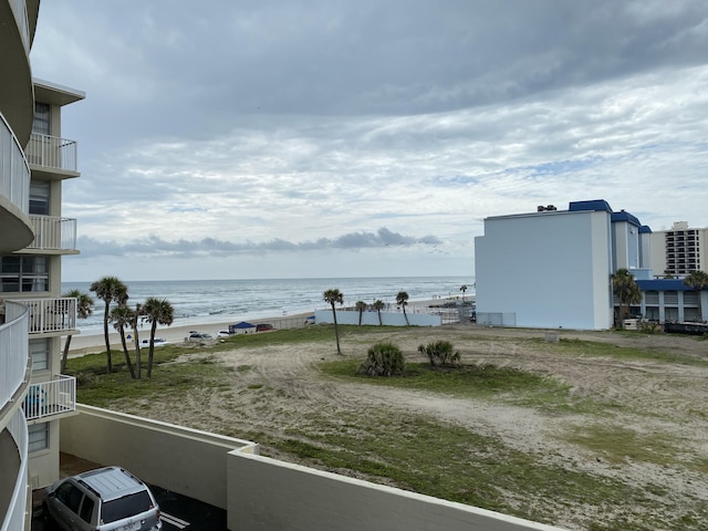 view of water feature featuring a beach view