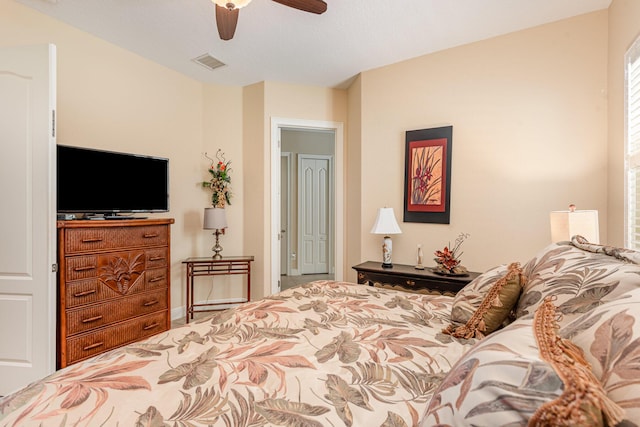 bedroom featuring ceiling fan