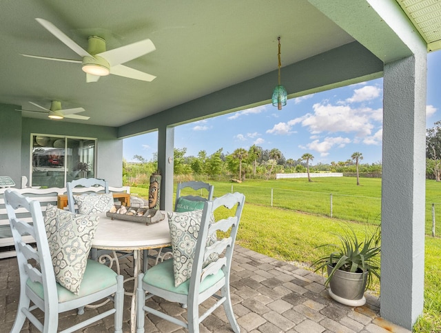 view of patio with ceiling fan