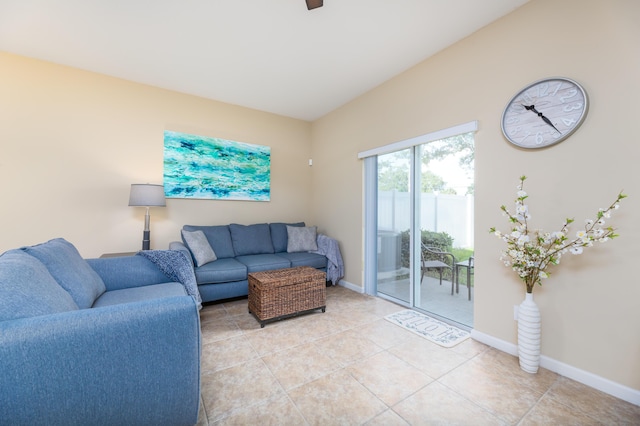 living room featuring light tile patterned floors