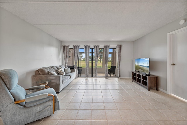 view of tiled living room