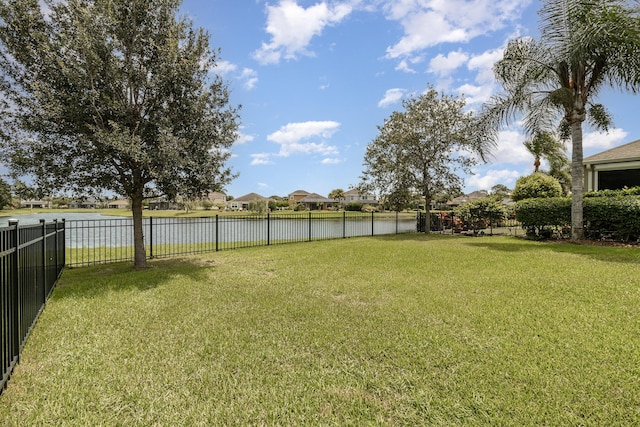 view of yard with a water view