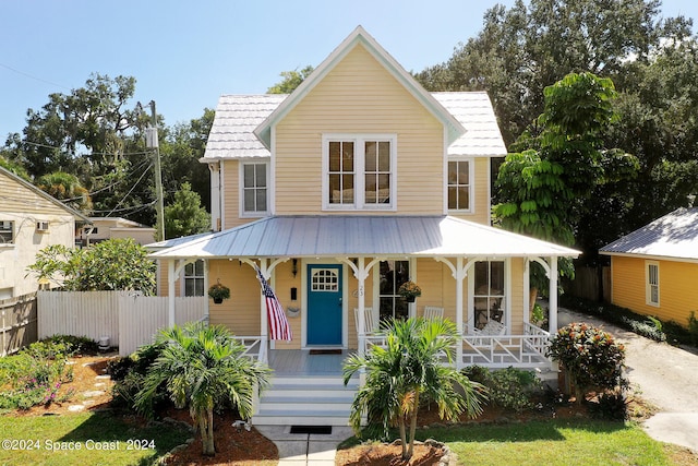 view of front of house featuring covered porch