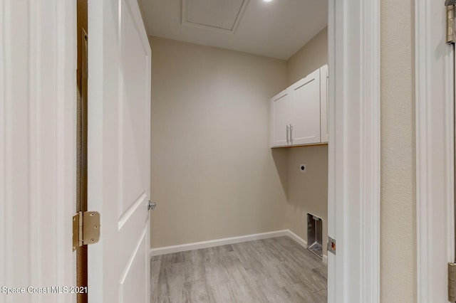 1071 Grapefruit Rd SE, Palm Bay, FL 32909 - laundry area featuring hookup for an electric dryer, cabinet space, and light wood-style floors