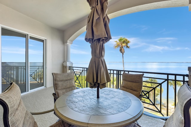 balcony with a water view