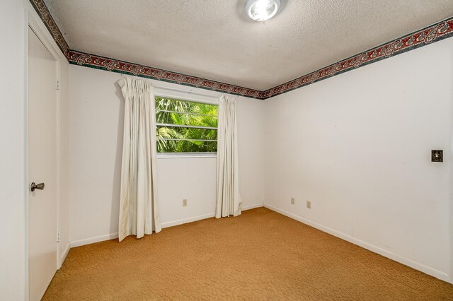 carpeted spare room with a textured ceiling