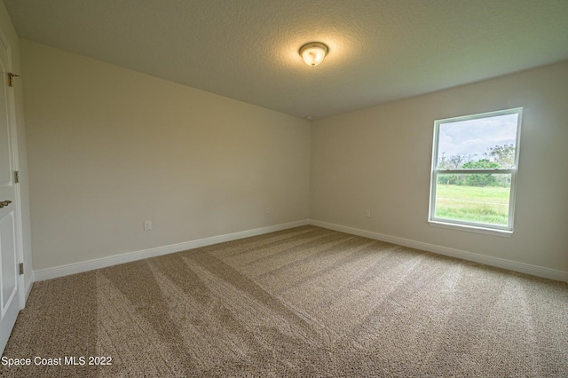 spare room with a textured ceiling and carpet