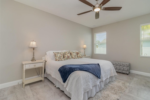 bedroom featuring ceiling fan