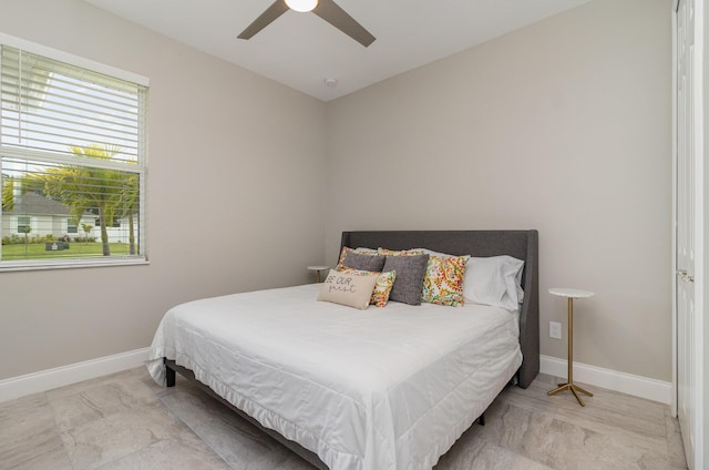 bedroom featuring ceiling fan