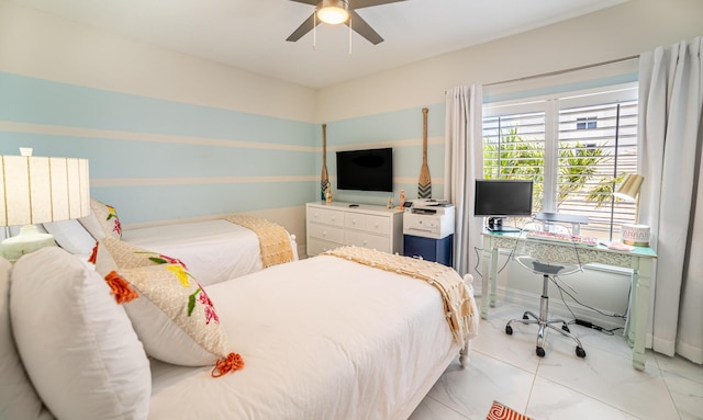 bedroom featuring ceiling fan