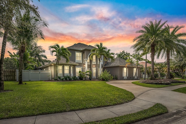 mediterranean / spanish-style home featuring a yard