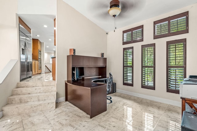 office area featuring ceiling fan