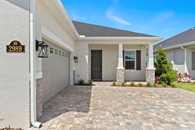 entrance to property with a garage