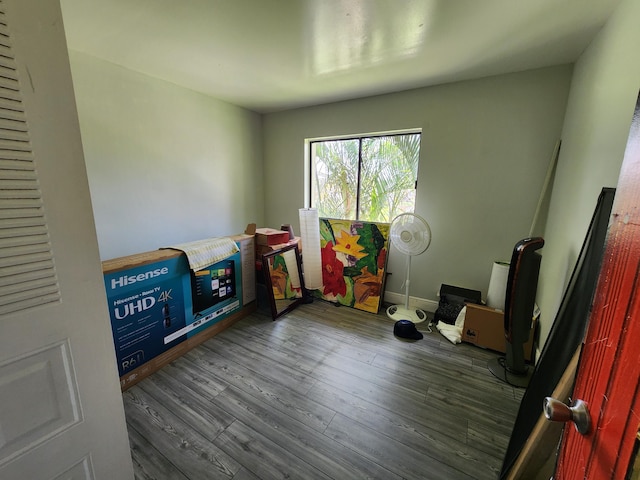 recreation room featuring dark hardwood / wood-style flooring