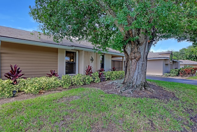 ranch-style house featuring a front lawn