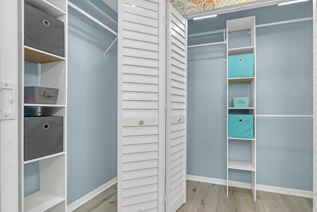 spacious closet featuring wood-type flooring