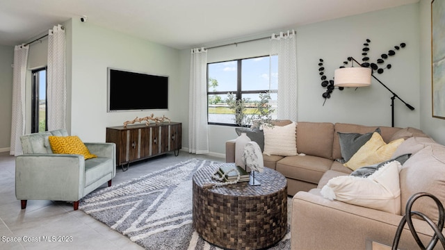 view of tiled living room