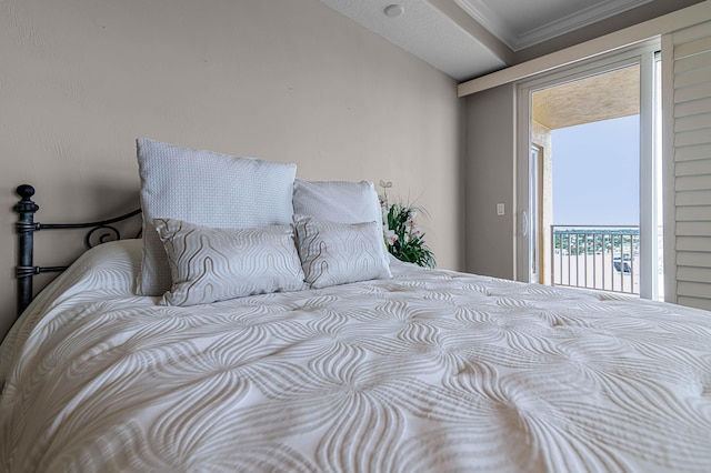 bedroom featuring crown molding