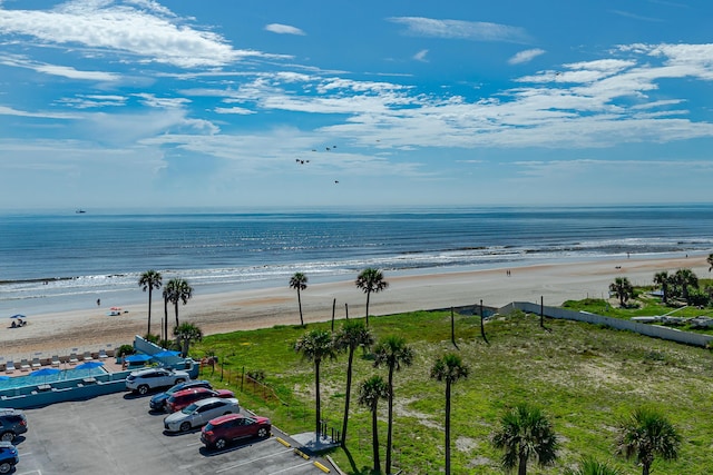 view of water feature featuring a beach view