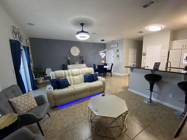 view of tiled living room