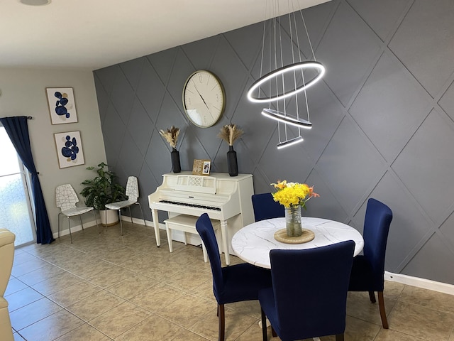 dining room with light tile patterned flooring