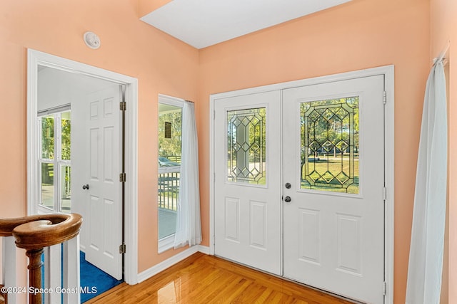 entrance foyer featuring hardwood / wood-style floors and a healthy amount of sunlight