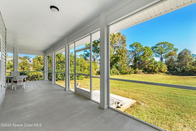 view of unfurnished sunroom