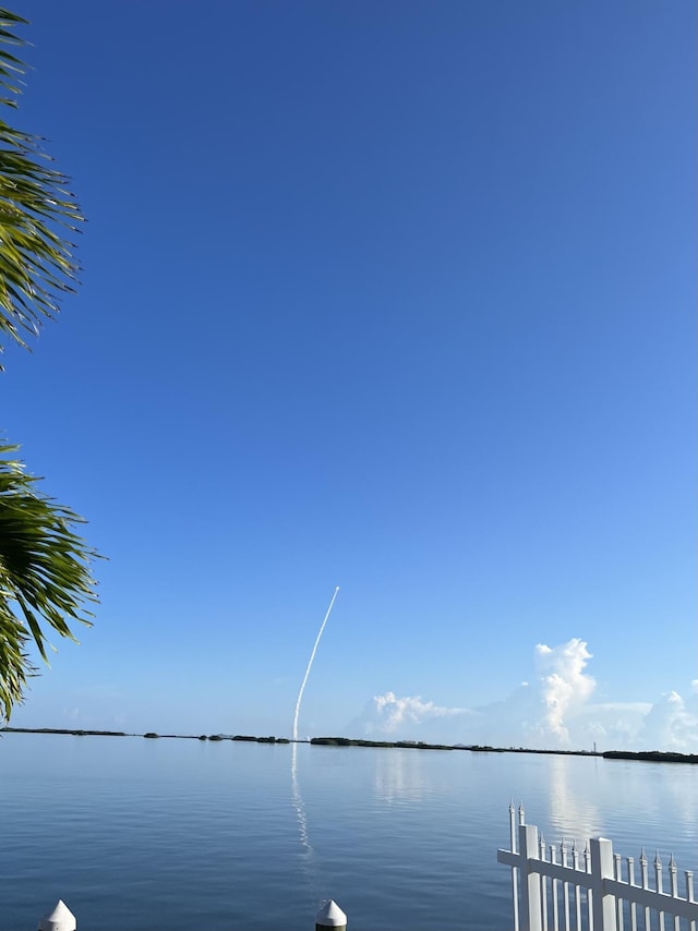 water view featuring a dock