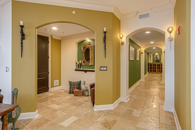 hall with crown molding