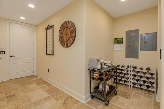 wine room with electric panel