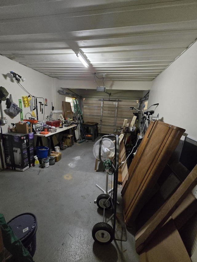 garage featuring a workshop area