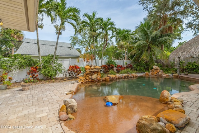 view of pool featuring a patio