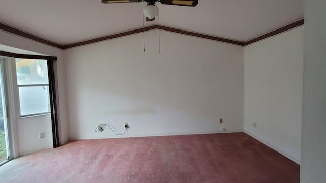 empty room featuring ceiling fan and carpet flooring