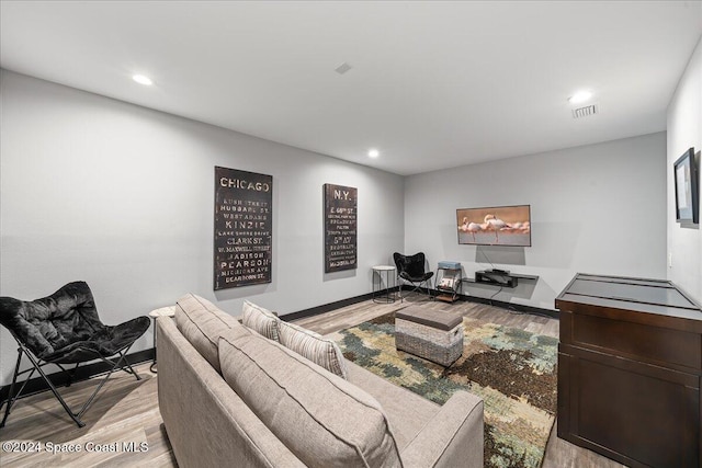 living room featuring light hardwood / wood-style floors