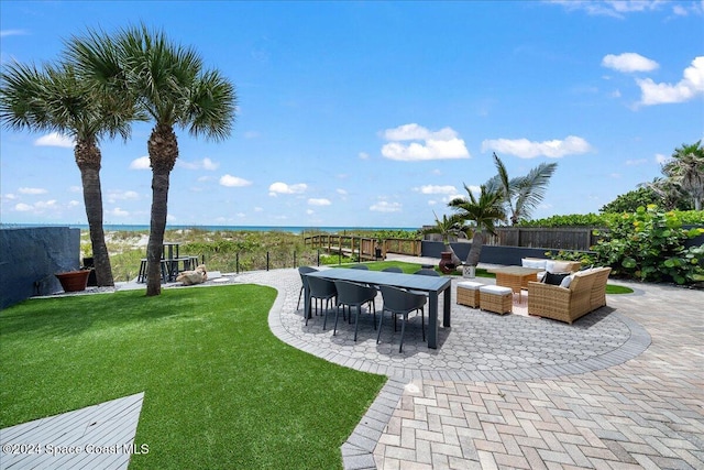 view of yard featuring a patio and an outdoor hangout area