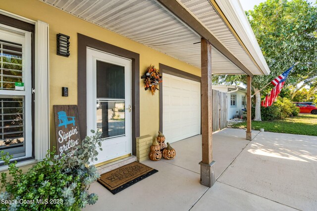 entrance to property with a garage