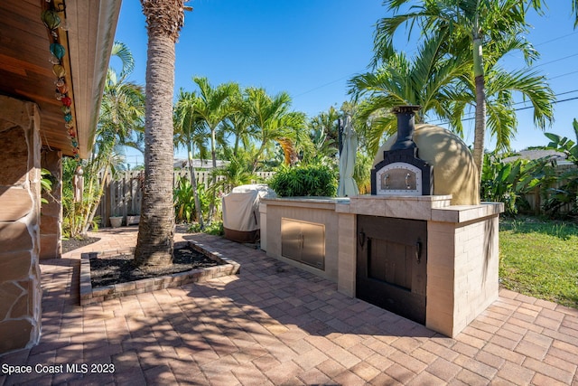 view of patio with area for grilling