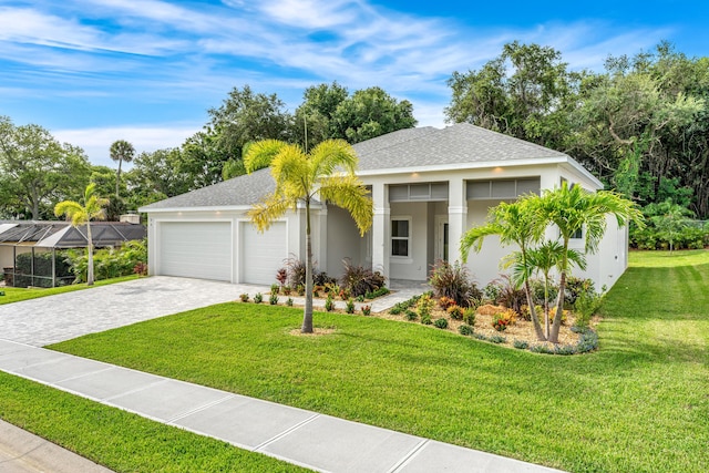 view of front of home featuring a front lawn