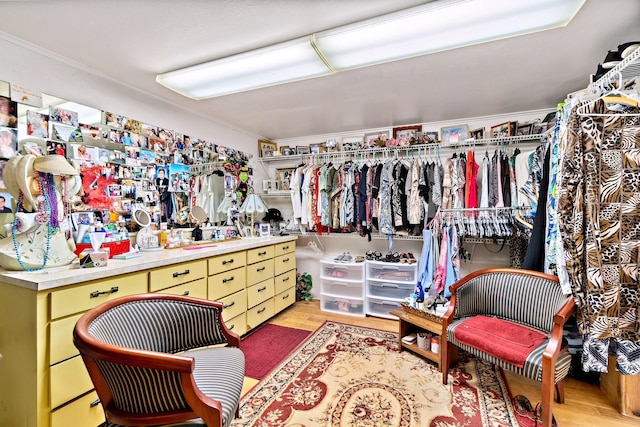 walk in closet featuring light wood-type flooring