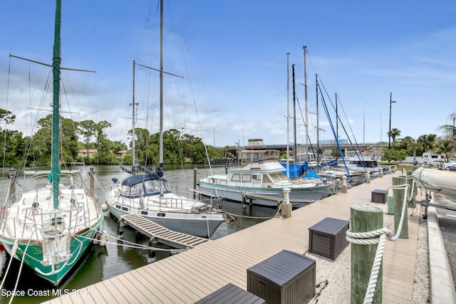 dock area featuring a water view