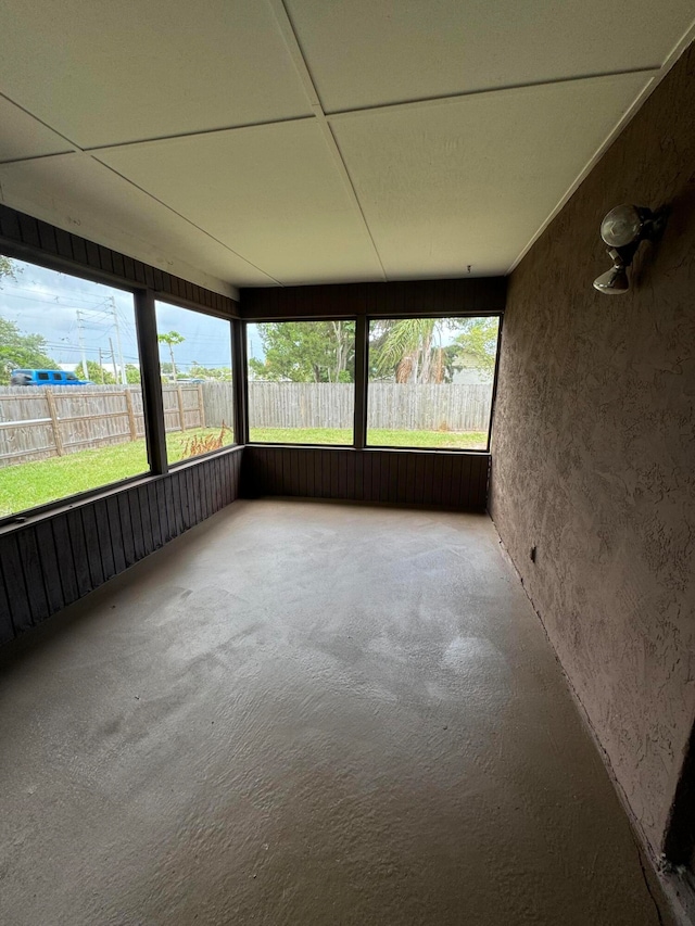 view of unfurnished sunroom