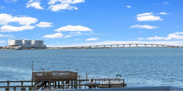 view of dock featuring a water view