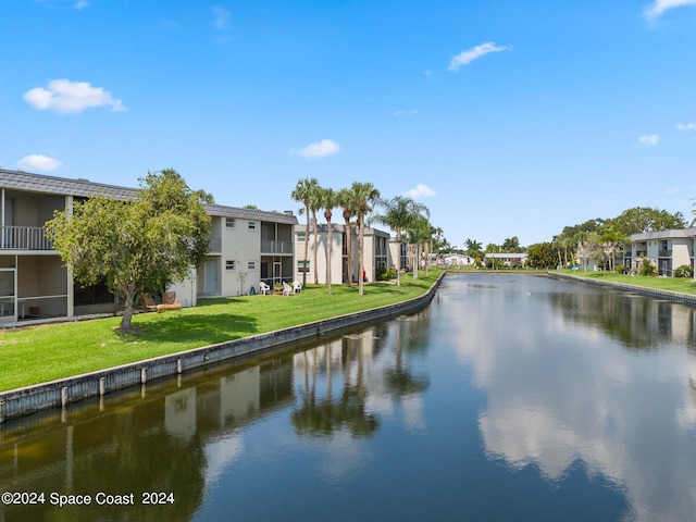 view of water feature with a residential view