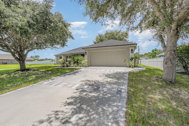 view of front facade featuring a garage and a front lawn