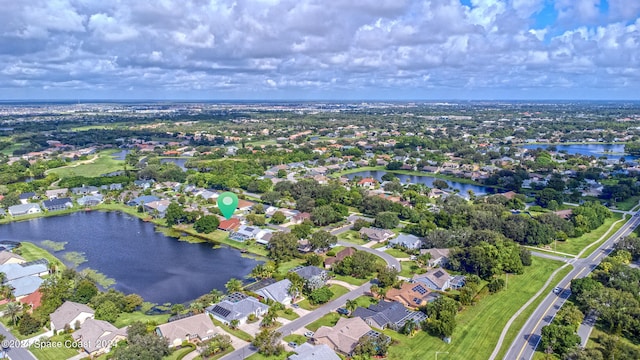 bird's eye view featuring a water view