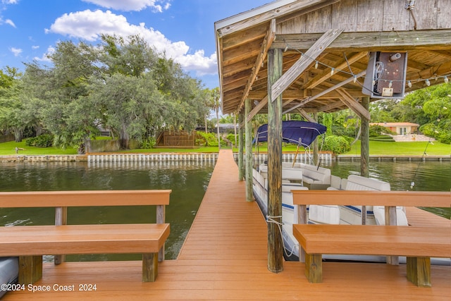 dock area featuring a water view