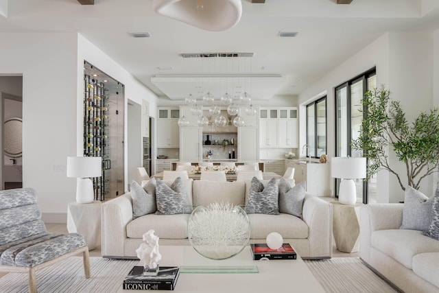 living room featuring sink